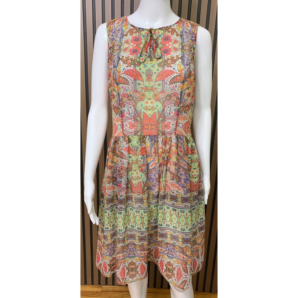 Brooks Brothers Red Fleece Paisley Floral Keyhole Sleeveless Dress Multicolor 6